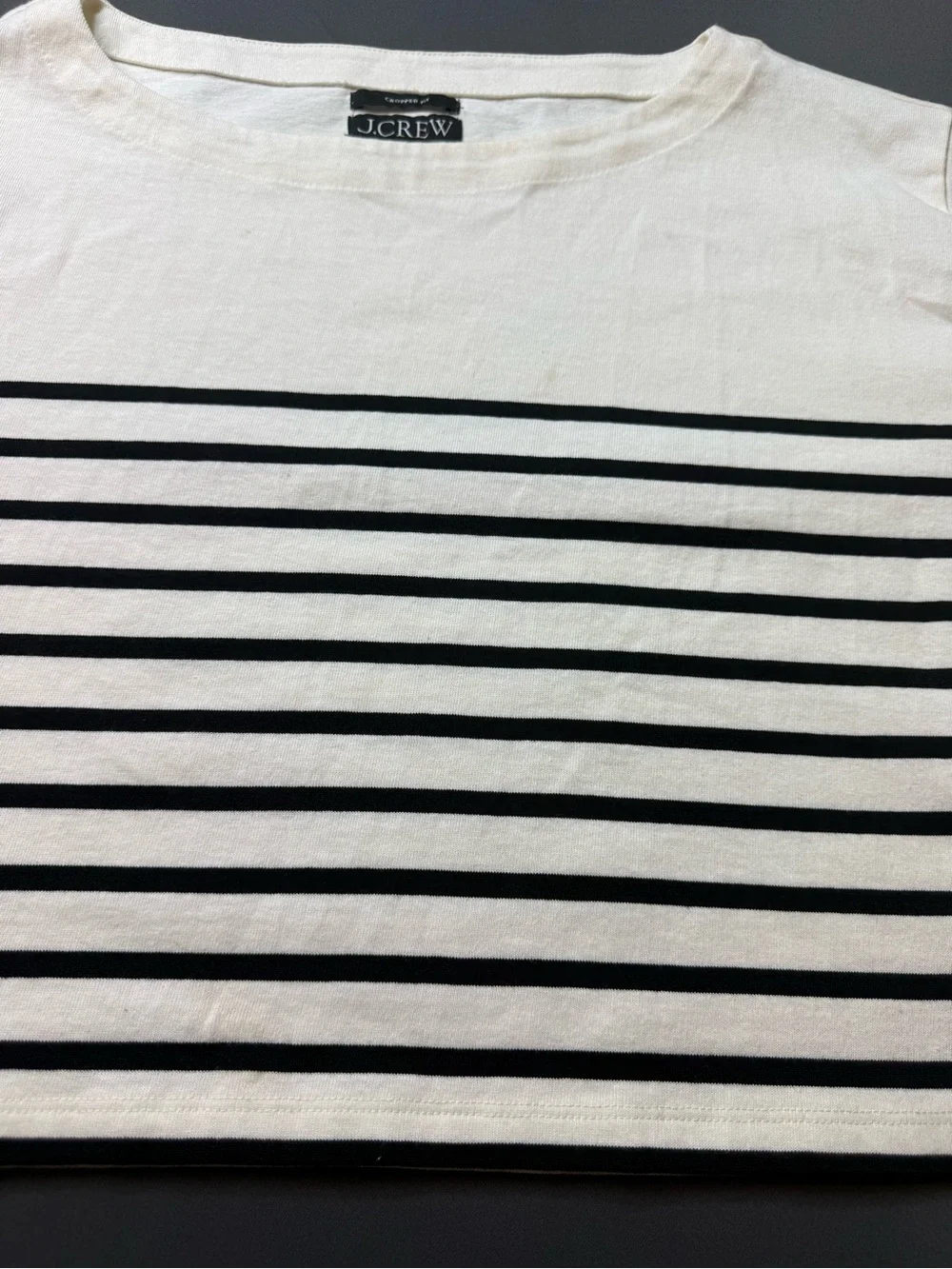 J. Crew Black and White Striped Crop Top Medium